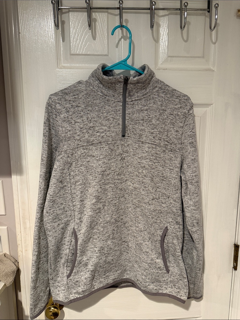 Thread & Supply Light Gray Half-Zip Pullover Sweater